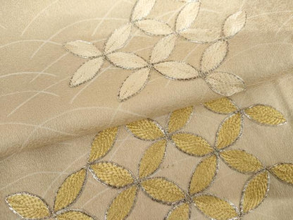 平和屋着物▽訪問着　単衣　駒刺繍　芝に七宝　暈し染め　正絹　逸品　AABI6180cs