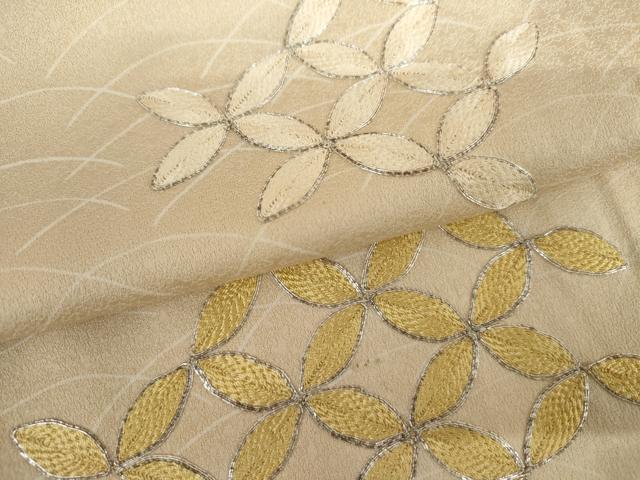 平和屋着物▽訪問着　単衣　駒刺繍　芝に七宝　暈し染め　正絹　逸品　AABI6180cs