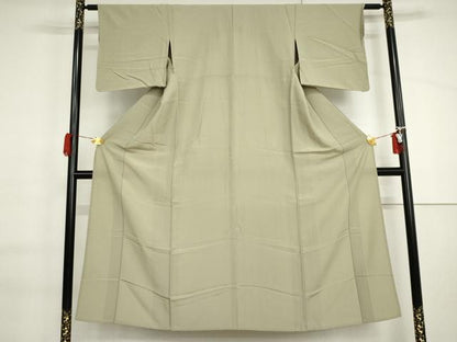 平和屋着物▽上質な色無地　単衣　若芽色　正絹　逸品　AABI6182cs