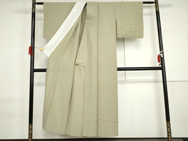 平和屋着物▽上質な色無地　単衣　若芽色　正絹　逸品　AABI6182cs