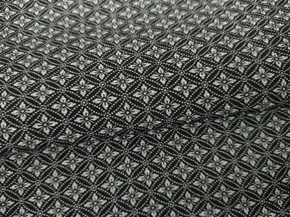 平和屋着物▽江戸小紋　単衣　花菱文　黒地　まるやま扱い　正絹　逸品　AABI6184cs