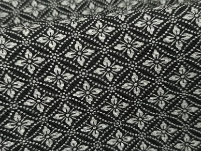 平和屋着物▽江戸小紋　単衣　花菱文　黒地　まるやま扱い　正絹　逸品　AABI6184cs