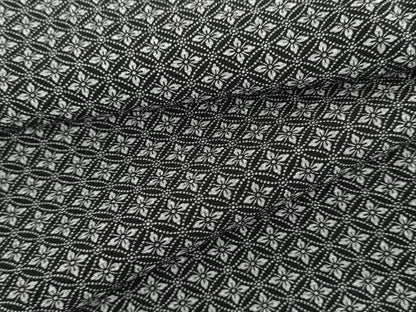 平和屋着物▽江戸小紋　単衣　花菱文　黒地　まるやま扱い　正絹　逸品　AABI6184cs