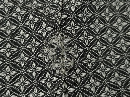 平和屋着物▽江戸小紋　単衣　花菱文　黒地　まるやま扱い　正絹　逸品　AABI6184cs