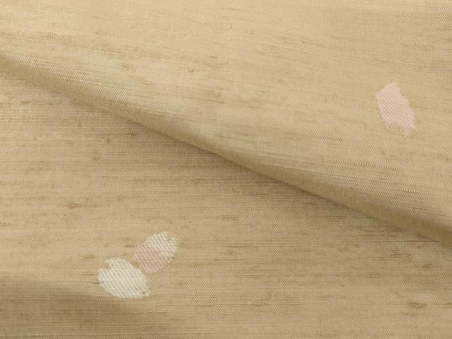 平和屋着物▽紅花紬　米沢　単衣　舞桜文　紅ろまん　新田謹製　証紙付き　正絹　逸品　AABI6187cs
