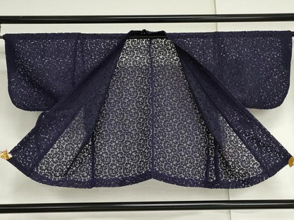平和屋着物▽道中着　スリーシーズン　春夏秋　塵除け　唐草文　正絹　逸品　AABI6190cs