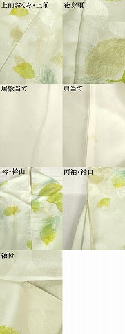 平和屋着物▽上質な小紋　単衣　寿光織　舞葉文　地紋起こし　金糸　正絹　逸品　AABI6196cs