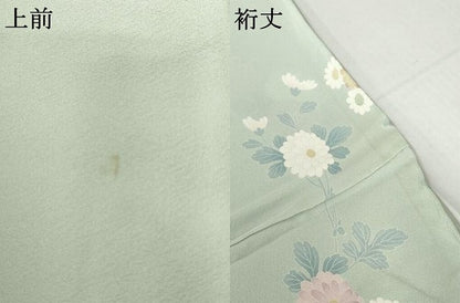 平和屋着物▽訪問着　単衣　友禅　作家物　枝花文　暈し染め　正絹　逸品　AABI6199cs