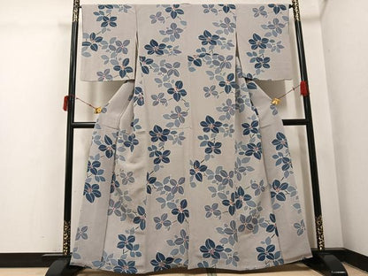 平和屋着物●上質な小紋　枝花文　正絹　逸品　AABI6202ph