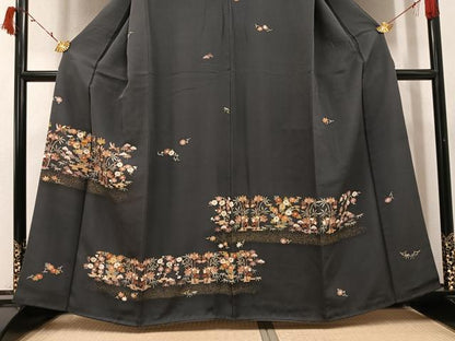 平和屋着物●訪問着　友禅　草花文　金彩　正絹　逸品　AABI6203ph