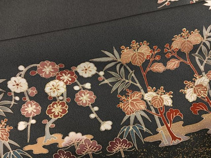 平和屋着物●訪問着　友禅　草花文　金彩　正絹　逸品　AABI6203ph