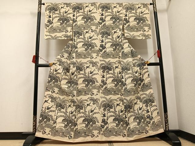平和屋着物●訪問着　紬地　飛鳥桐文　正絹　逸品　AABI6205ph