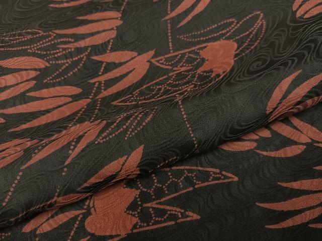 平和屋着物●上質な小紋　草木文　黒地　正絹　逸品　AABI6208ph