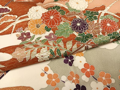 平和屋着物●訪問着　友禅　吉祥草花文　金彩　正絹　逸品　AABI6209ph