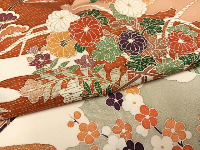 平和屋着物●訪問着　友禅　吉祥草花文　金彩　正絹　逸品　AABI6209ph