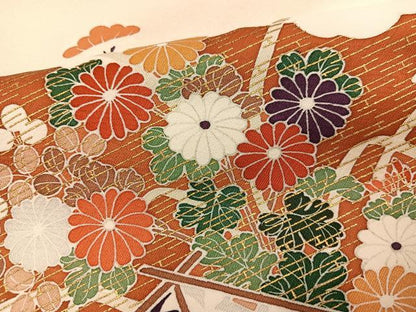 平和屋着物●訪問着　友禅　吉祥草花文　金彩　正絹　逸品　AABI6209ph