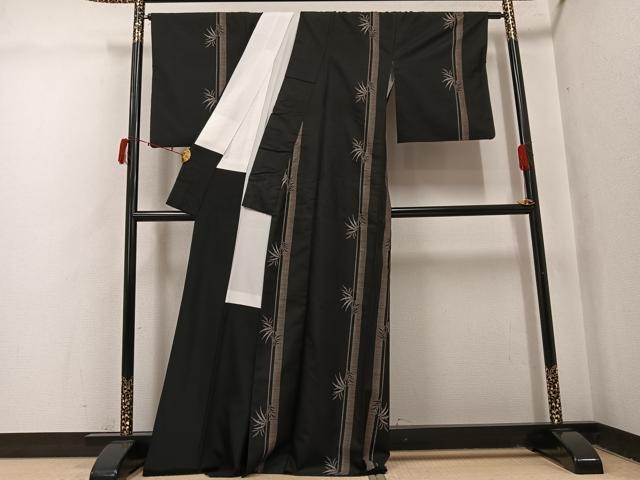 平和屋着物●本場大島紬　カタス9マルキ　笹竹文　正絹　逸品　AABI6210ph