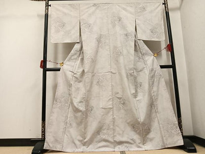 平和屋着物●本場大島紬　白大島　カタス7マルキ　草花文　正絹　逸品　未使用　AABI6211ph