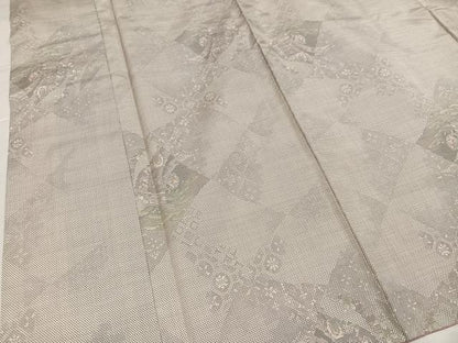 平和屋着物●本場大島紬　白大島　カタス7マルキ　草花文　正絹　逸品　未使用　AABI6211ph