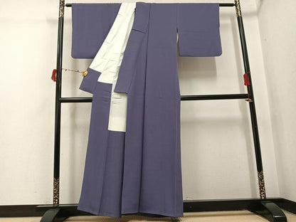 平和屋着物●上質な色無地　紫鼠色　正絹　逸品　AABI6213ph