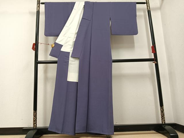 平和屋着物●上質な色無地　紫鼠色　正絹　逸品　AABI6213ph