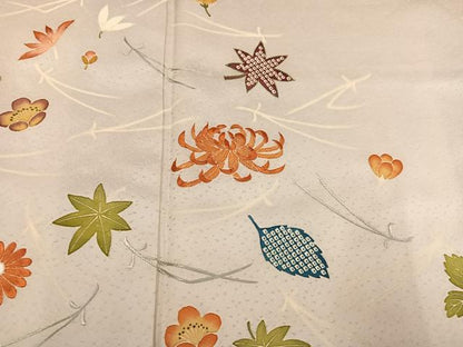 平和屋着物●訪問着　友禅　作家物　雄策　刺繍　吹き寄せ文　正絹　逸品　AABI6217ph