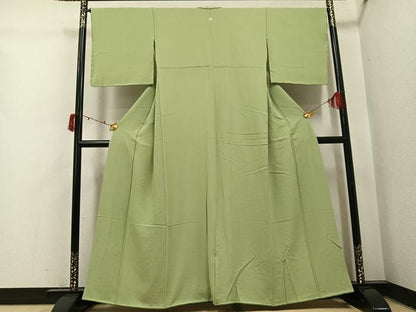 平和屋着物●上質な色無地　柳茶色　正絹　逸品　AABI6222ph