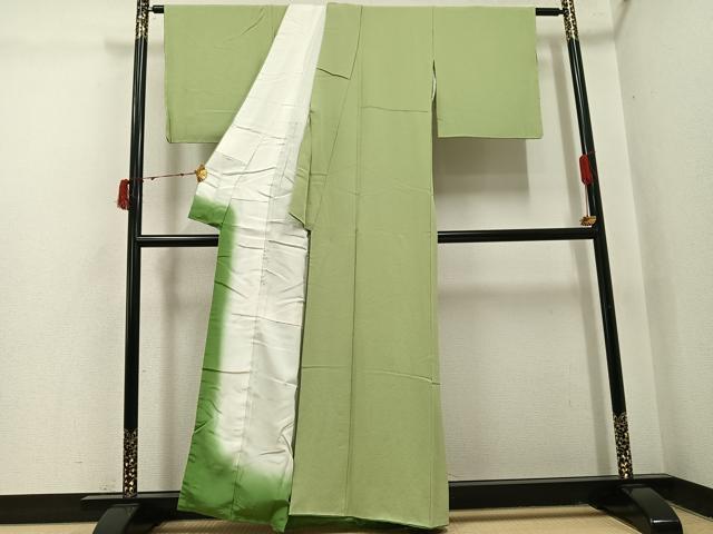 平和屋着物●上質な色無地　柳茶色　正絹　逸品　AABI6222ph