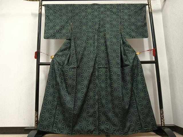 平和屋着物●上質な紬　麻の葉文様　正絹　逸品　未使用　AABI6223ph