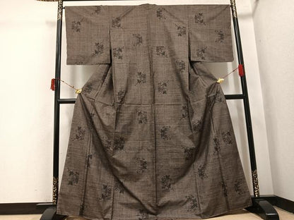 平和屋着物●本場大島紬　カタス9マルキ　枝花文　正絹　逸品　未使用　AABI6225ph