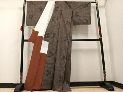 平和屋着物●本場大島紬　カタス9マルキ　枝花文　正絹　逸品　未使用　AABI6225ph