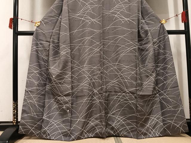 平和屋着物●訪問着　紬地　駒刺繍　ろうけつ染め　露芝文　正絹　逸品　AABI6227ph