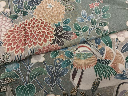 平和屋着物●訪問着　鴛鴦枝花文　暈し染め　金彩　仮絵羽　正絹　逸品　未使用　AABI6230ph