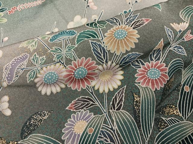 平和屋着物●訪問着　鴛鴦枝花文　暈し染め　金彩　仮絵羽　正絹　逸品　未使用　AABI6230ph