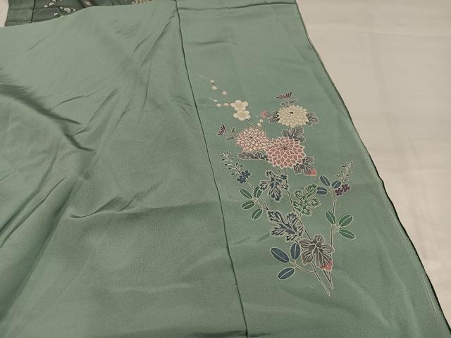 平和屋着物●訪問着　鴛鴦枝花文　暈し染め　金彩　仮絵羽　正絹　逸品　未使用　AABI6230ph