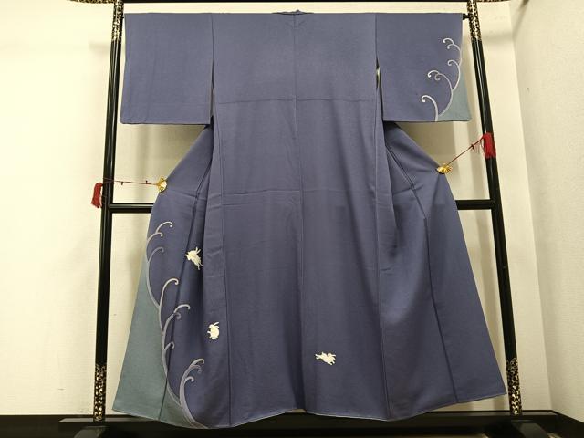 平和屋着物●訪問着　手描き　兎　金彩　正絹　逸品　AABI6231ph