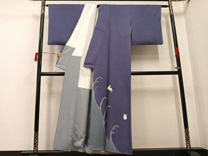 平和屋着物●訪問着　手描き　兎　金彩　正絹　逸品　AABI6231ph