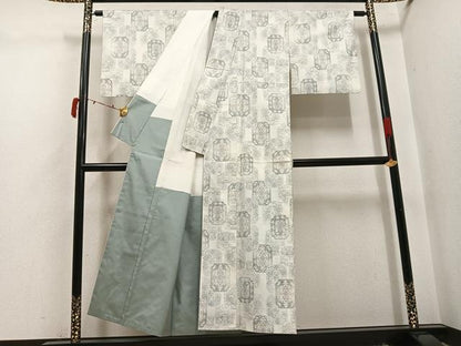 平和屋着物●本場大島紬　カタス7マルキ　色紙花文　正絹　逸品　AABI6235ph