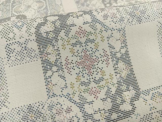 平和屋着物●本場大島紬　カタス7マルキ　色紙花文　正絹　逸品　AABI6235ph