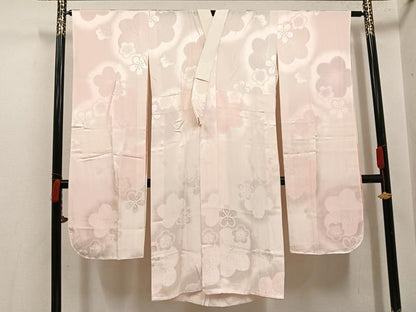 平和屋着物●振袖用長襦袢　無双仕立て　梅地紋　暈し染め　正絹　逸品　AABI6241ph