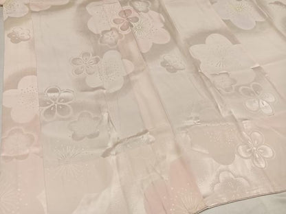 平和屋着物●振袖用長襦袢　無双仕立て　梅地紋　暈し染め　正絹　逸品　AABI6241ph