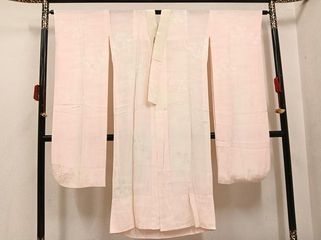 平和屋着物●振袖用長襦袢　無双仕立て　草花地紋　暈し染め　正絹　逸品　AABI6242ph