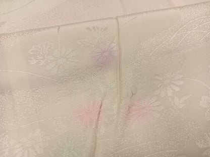 平和屋着物●振袖用長襦袢　無双仕立て　草花地紋　暈し染め　正絹　逸品　AABI6242ph