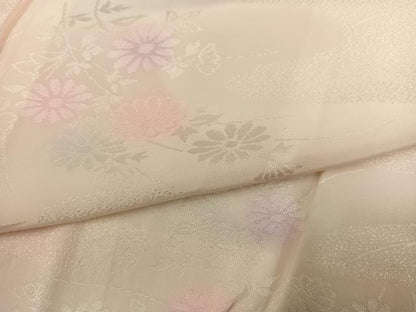 平和屋着物●振袖用長襦袢　無双仕立て　草花地紋　暈し染め　正絹　逸品　AABI6242ph