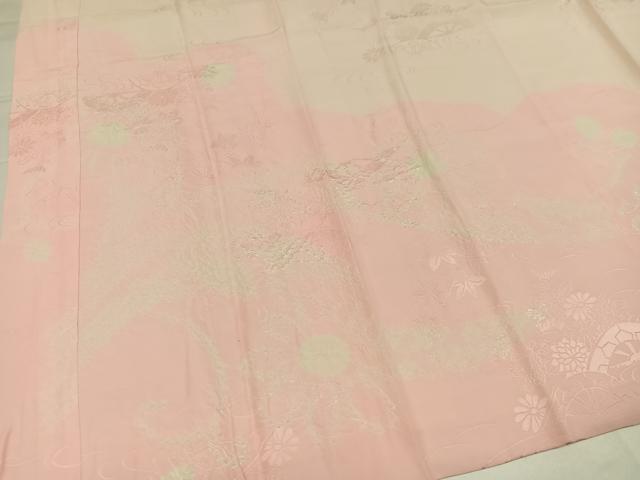 平和屋着物●振袖用長襦袢　袷　絞り　片輪車花文　暈し染め　正絹　逸品　AABI6245ph