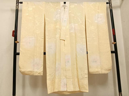 平和屋着物●振袖用長襦袢　無双仕立て　扇面花地紋　暈し染め　正絹　逸品　AABI6246ph