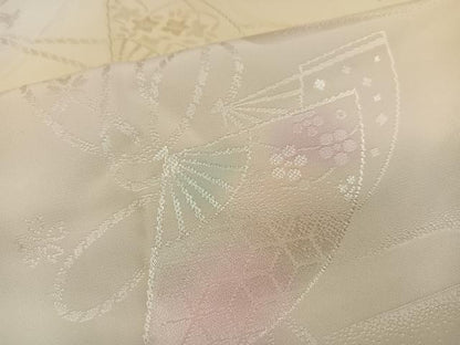 平和屋着物●振袖用長襦袢　無双仕立て　扇面花地紋　暈し染め　正絹　逸品　AABI6246ph