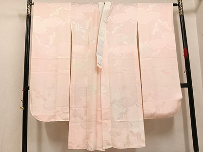平和屋着物●振袖用長襦袢　無双仕立て　群れ鶴雲地紋　暈し染め　正絹　逸品　AABI6247ph