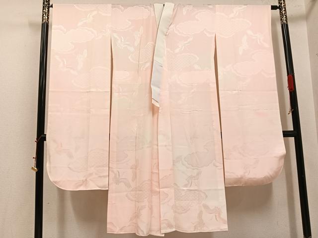平和屋着物●振袖用長襦袢　無双仕立て　群れ鶴雲地紋　暈し染め　正絹　逸品　AABI6247ph