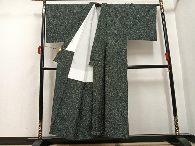 平和屋着物●男性　石川県指定無形文化財　牛首紬　白山工房　手織り　霞文　たたき染め　正絹　逸品　AABI6250ph